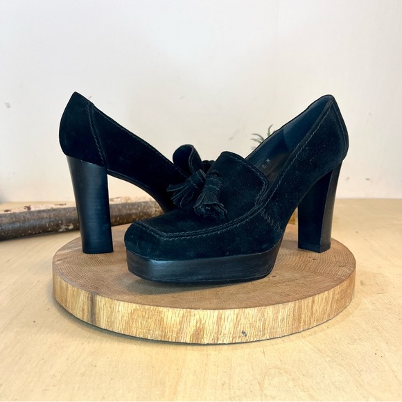 *Stuart Weitzman | Black Suede Loafer Pumps Size 8M - Picture 5 of 16